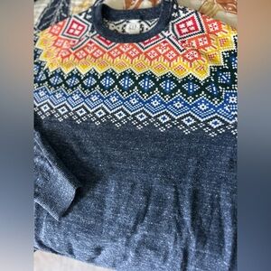 GAP Men's Colorful Geometric fair isle Crewneck Sweater